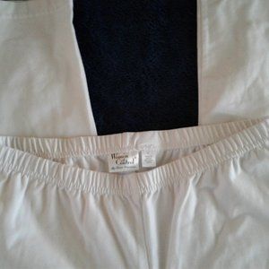 WHITE, ELASTIC WAIST BAND, LEGGINGS, LADIES SIZE LARGE